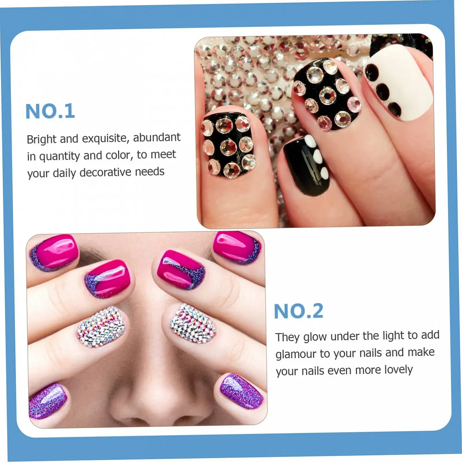 Healeved, 10 наборів, скляні прозорі камені для манікюру та творчого дизайну нігтів, фото №7