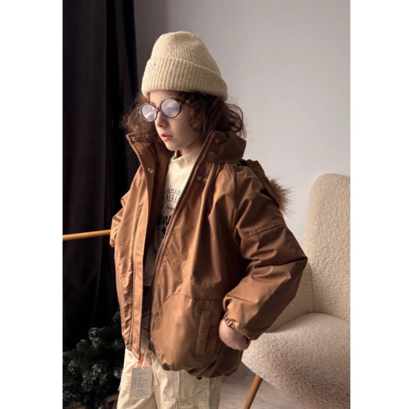 Стильна дитяча куртка від 130 до 160 см еврозима з капюшоном з хутром осінь/зима, фото №1