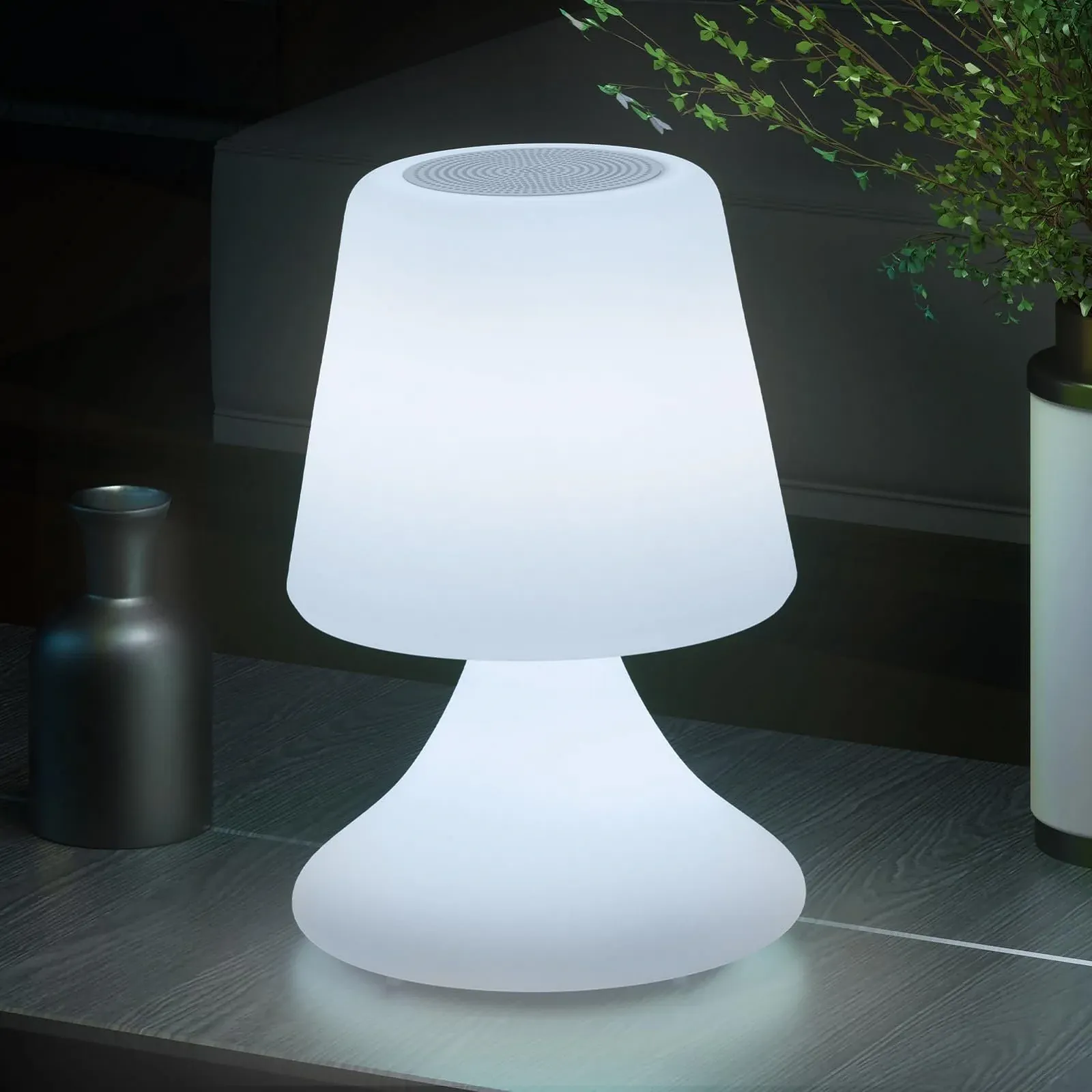 Настільна лампа uuffoo LED акумуляторна IP44 8 кольорів RGB з динаміком USB-C Біла, фото №1