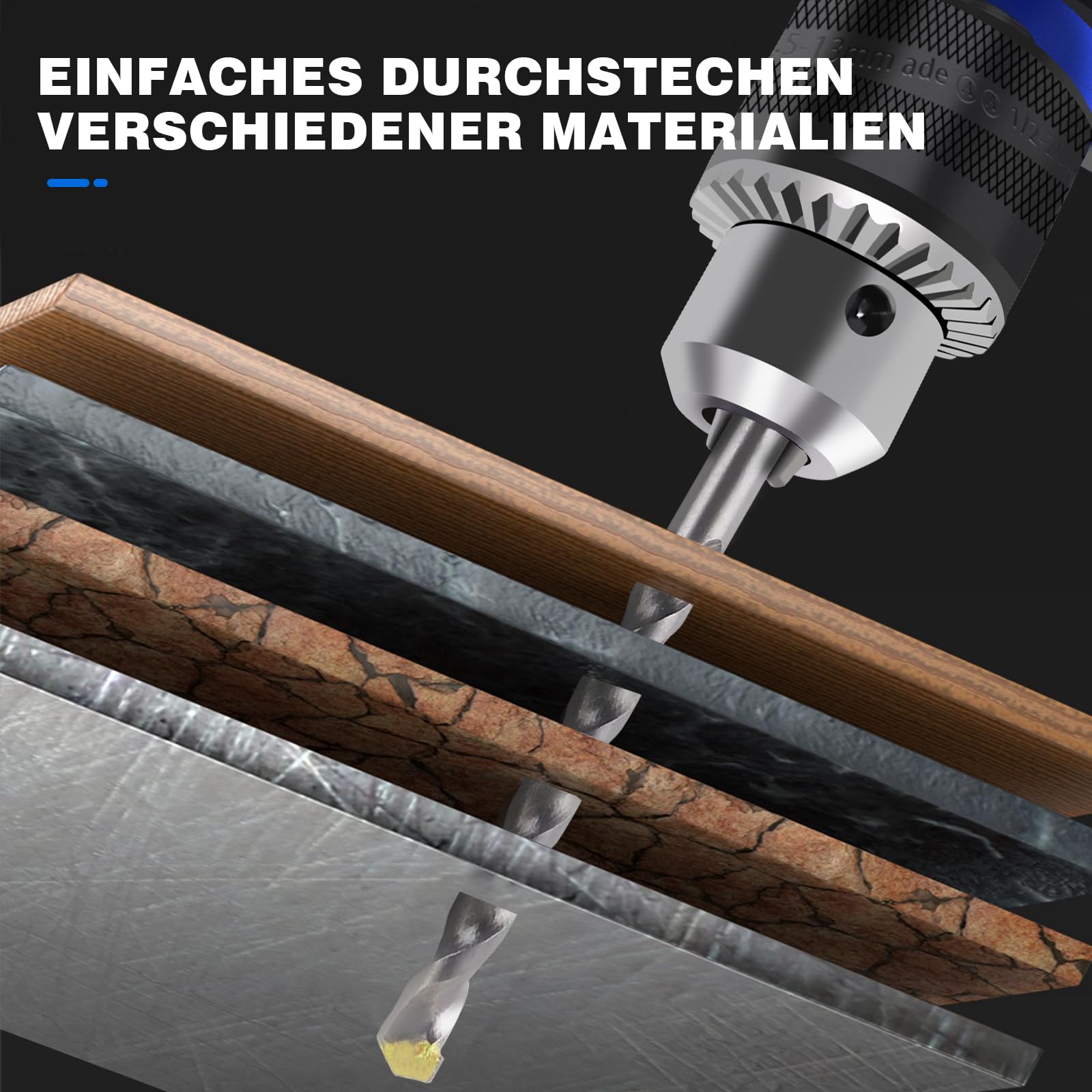 Перфорат Hammer 850 W 2 в 1 3000 RPM с вращающейся ручкой и переключателем скоростей для дерева, металла, пластика, фото №7