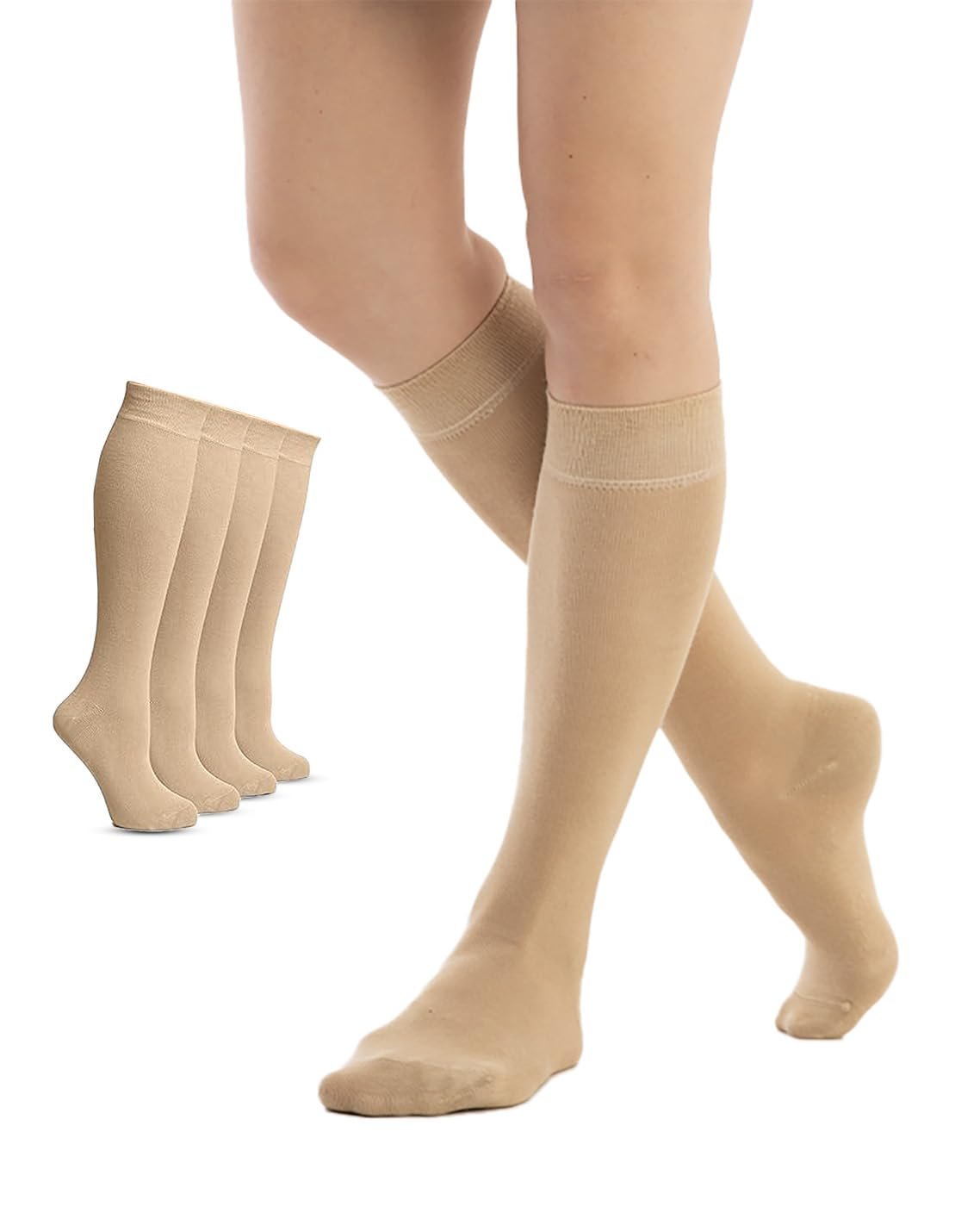 Женские бамбуковые носки Гольфы 5 пар Мягкие и эластичные Бесшовные Усиленные пятка и носок Сделано в Европе Удобные Дышащие Светло-бежевый, темно-синий, черный, белый 35-38 & 39-42, фото №1