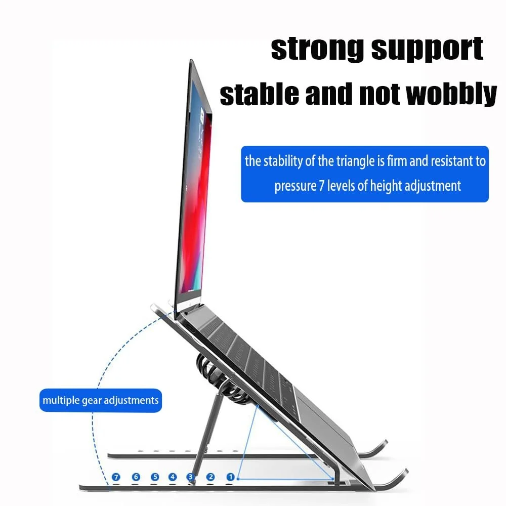 Підставка для ноутбука складана алюмінієва з вентилятором, регульована по висоті, для ноутбуків 12-17 дюймів, фото №1