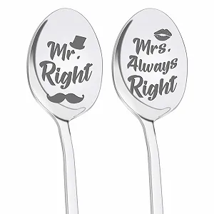 Ложка для пари з гравіюванням Mr Right & Mrs. Always Right, 2 шт. - Фото 1