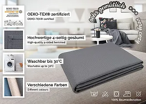 ZOLLNER Вафельна Покривало піке, 150 x 200 см, Бавовна, Дихаюча, Сіра synthetic.ua - Фото 1