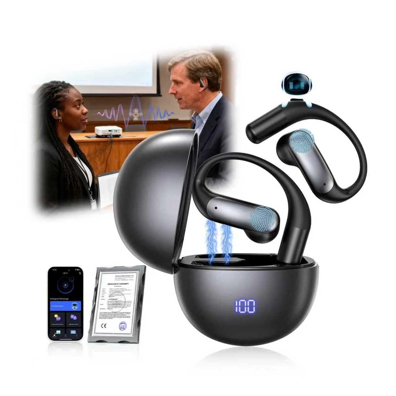 Навушники-перекладач JDBL з підтримкою 164 мов та ШІ чипом 4.0, фото №1