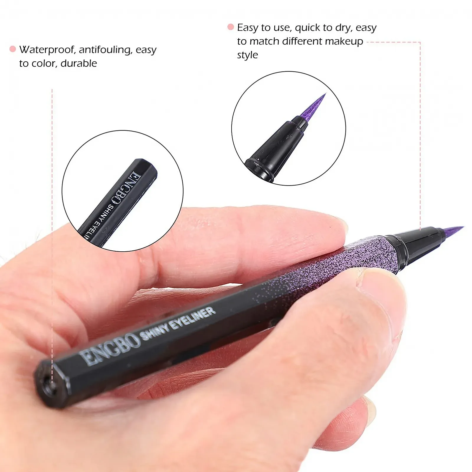 Підводка Beaupretty фіолетового кольору, водостійка, з блискітками., фото №3 Підводка Beaupretty фіолетового кольору, водостійка, з блискітками., фото №3