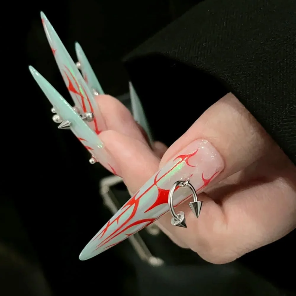 Різні форми Punk Gothic Y2K кільця, конуси, зірки, заклепки, хрести, штанги, шипи, гранж, 50 шт, фото №8