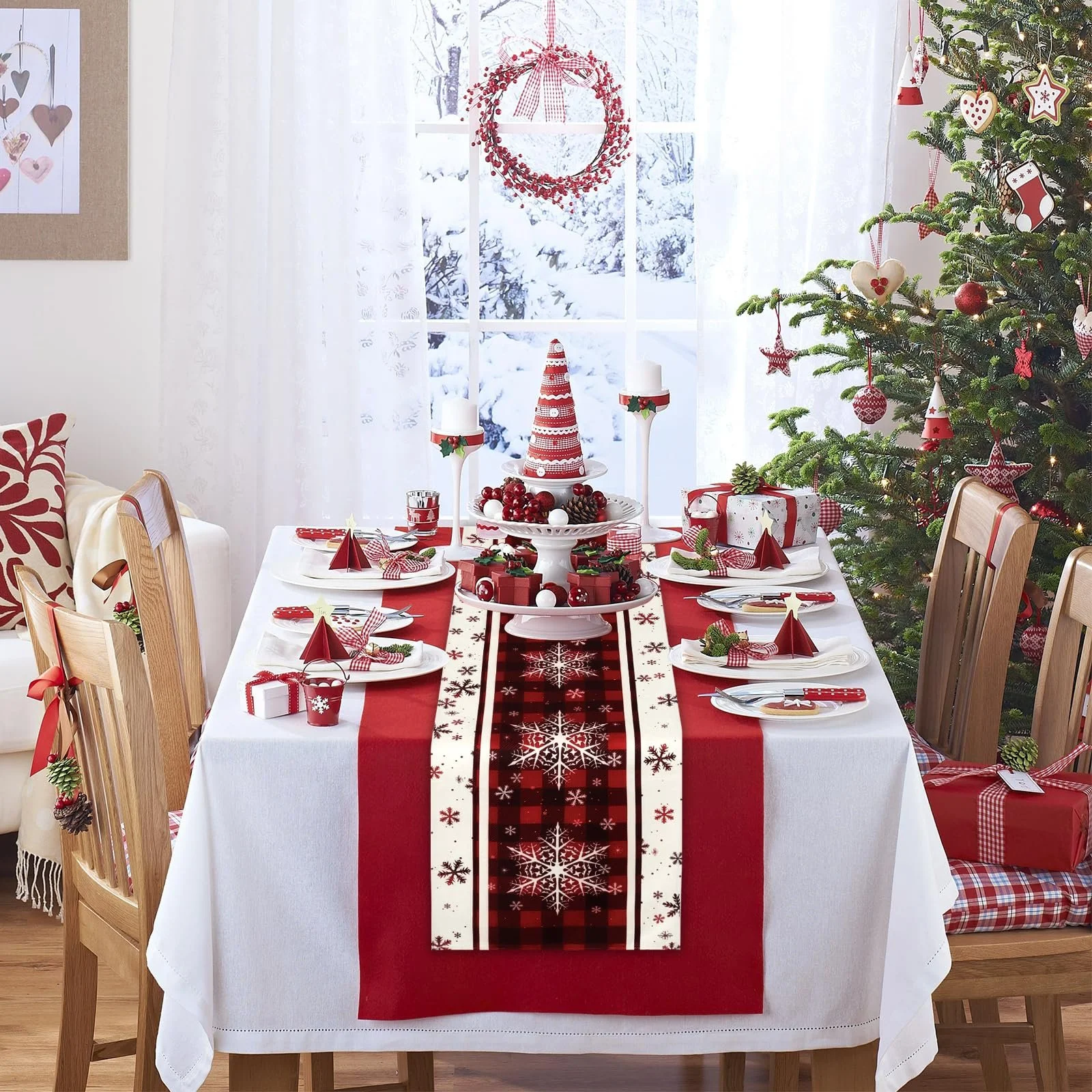 Столова доріжка SOMYTING Christmas 33 x 230 см зимова що миється Червона, фото №5 Столова доріжка SOMYTING Christmas 33 x 230 см зимова що миється Червона, фото №5