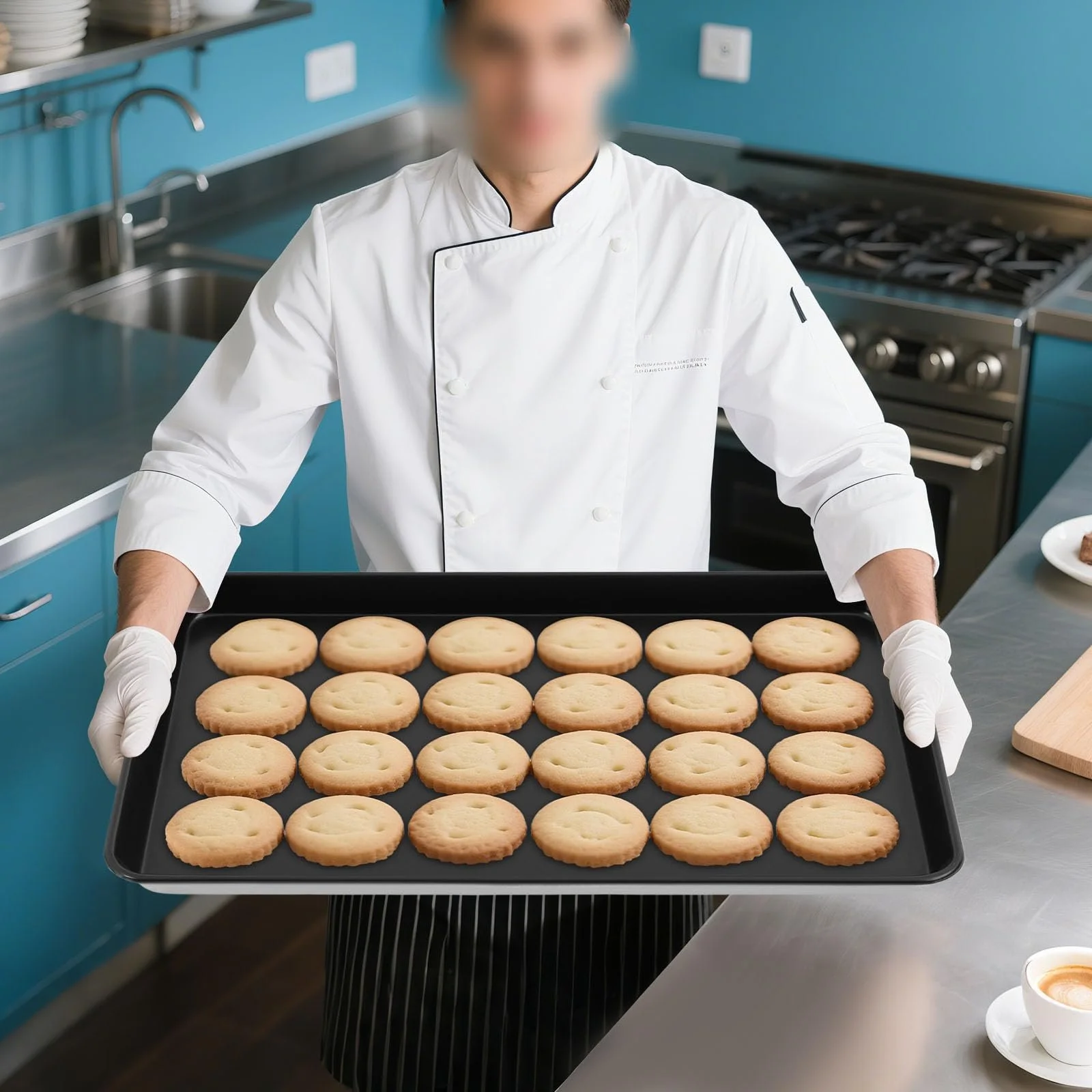 Деко для випікання прямокутне 60 x 40 x 5 см алюмінієвий сплав чорне, фото №7