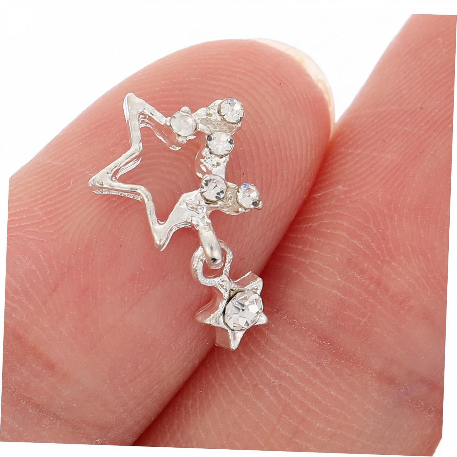 Підвіска для нігтів зі стразами, сріблястий колір, 10 шт, фото №7