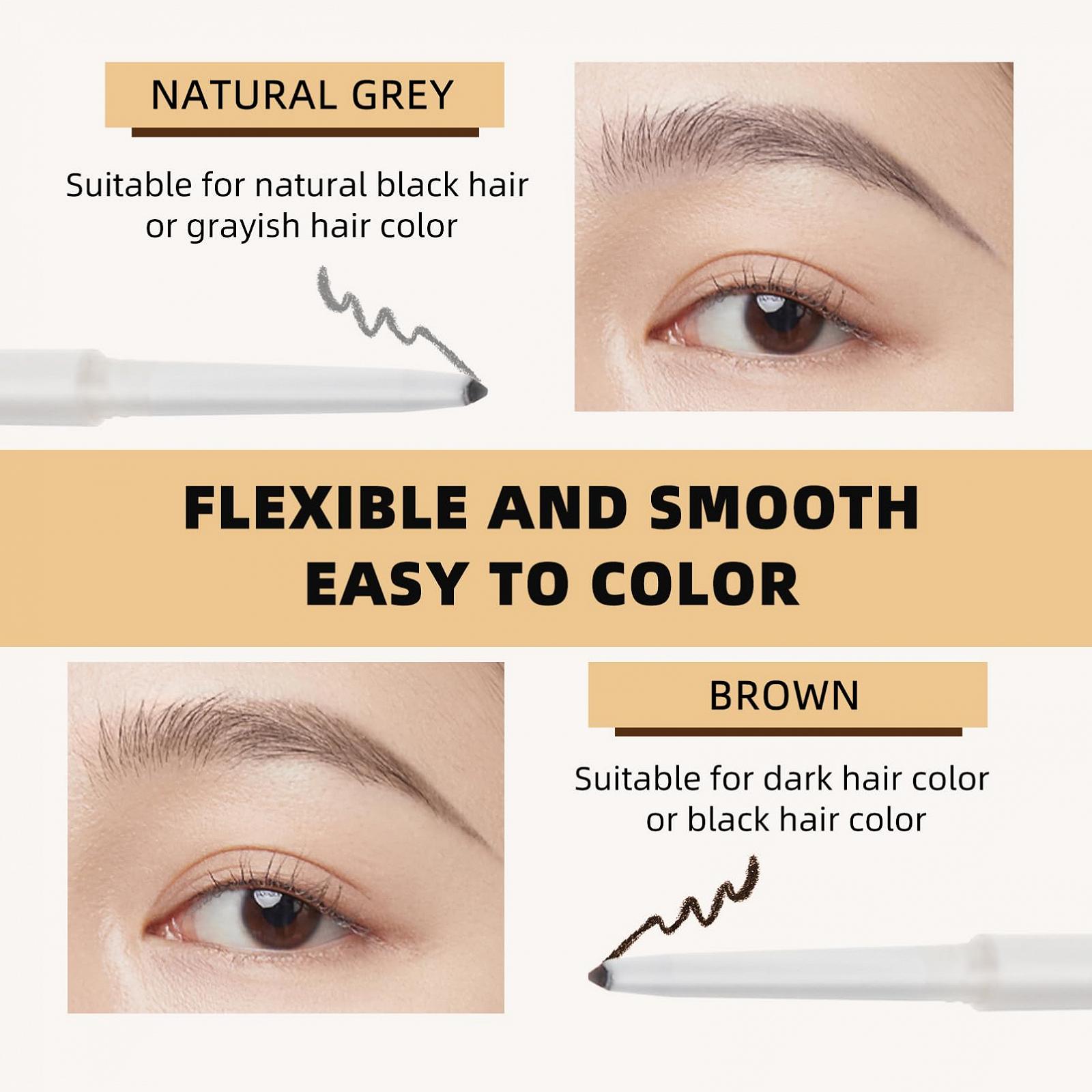 Олівець для брів FRCOLOR з подвійним наконечником водостійкий набір 6 шт коричневий з пензлем, фото №5