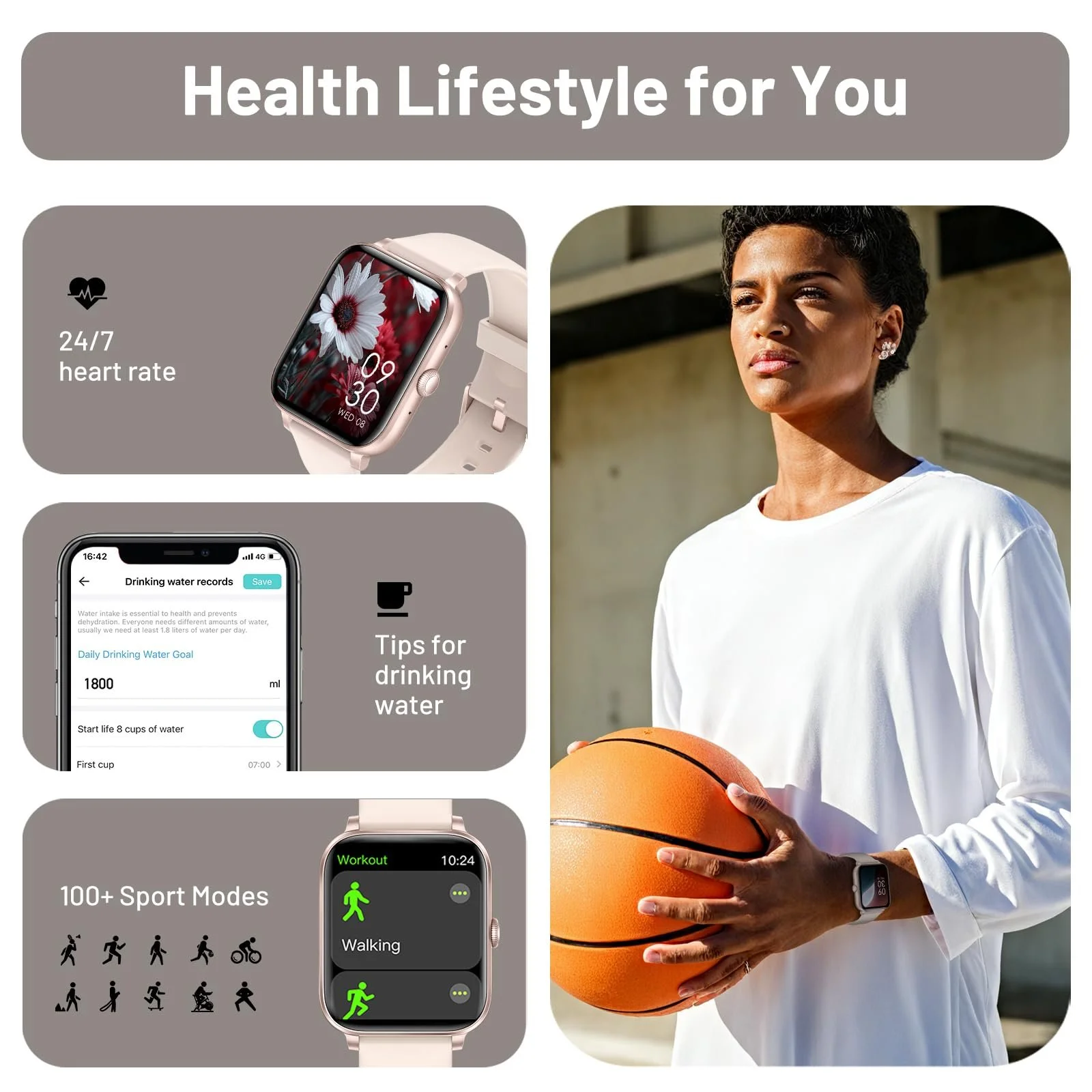 Смартгодинник 1.83 Inch HD Монітор серцевого ритму/Монітор сну Водонепроникний IP67, фото №5