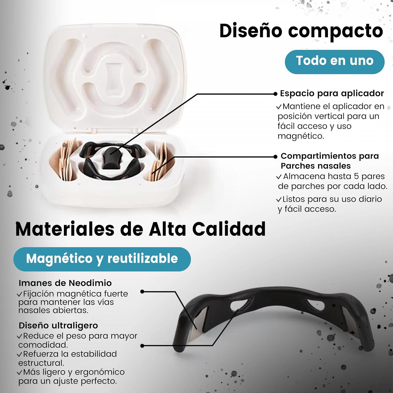 Смужки на ніс магнітні + коробка для зберігання для набору для дихання проти хропіння. Містить 20 пластирів, фото №5