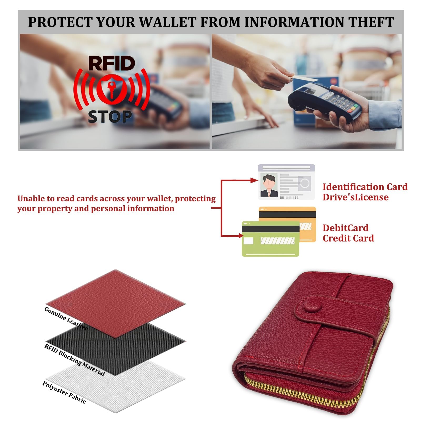 Кошелек HZHSGLY Маленький для женщин PU кожа Bifold Блокировка RFID, фото №5