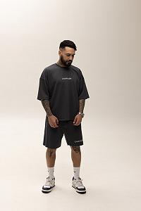 Костюм мужской летний графит Calvin Klein Стильный оверсайз на лето Базовый комплект для мужчины - Фото 1