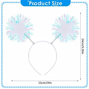 Обруч для волосся з фольгованими смужками, помпоном і блискучими зірками, білий synthetic.ua - Фото 1