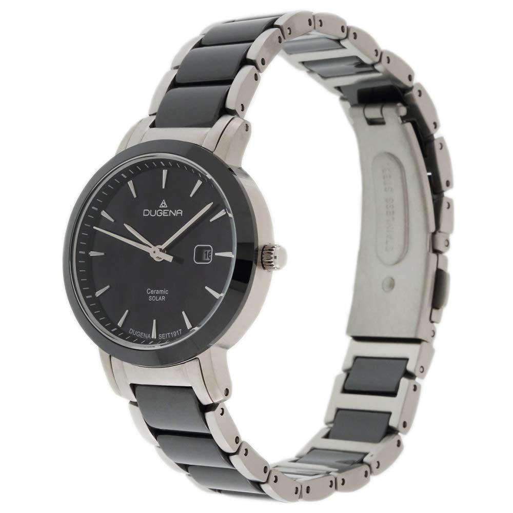 Женские часы Dugena Ceramic Solar Quartz с черным циферблатом, керамическим корпусом из нержавеющей стали, минеральным стеклом, керамическим браслетом из нержавеющей стали, 5 Bar 4461007, браслет, фото №2 Женские часы Dugena Ceramic Solar Quartz с черным циферблатом, керамическим корпусом из нержавеющей стали, минеральным стеклом, керамическим браслетом из нержавеющей стали, 5 Bar 4461007, браслет, фото №2