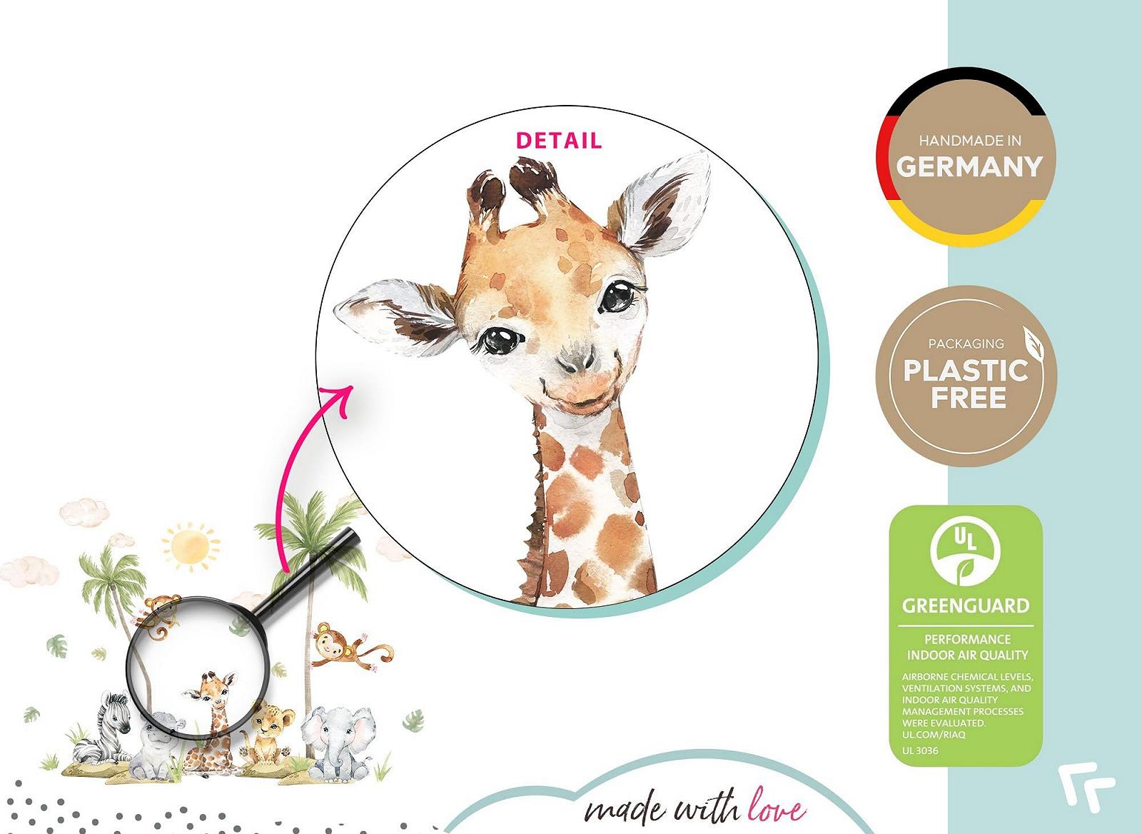 Наклейка на стену Little Deco DL5075 Safari Animals Giraffe Lion XXL, фото №5