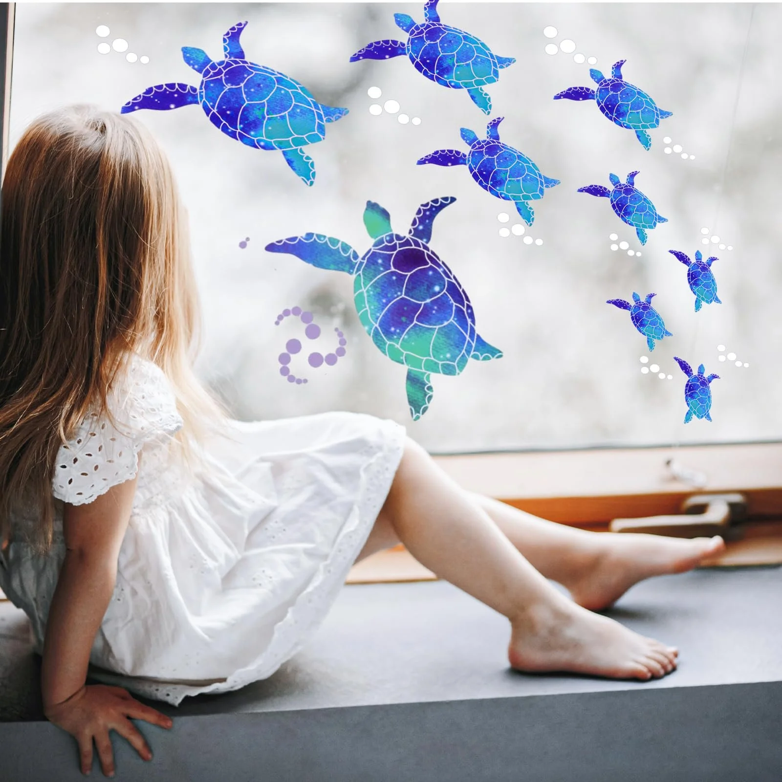 Настінні наклейки Морські черепахи 27 штук Сині, фото №8