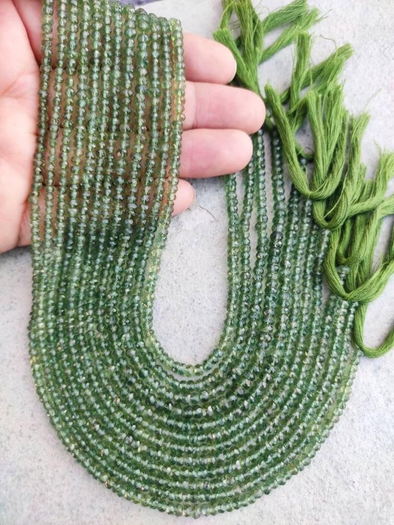 Бусины Апатит круглые граненые 3-3.5 мм, нить длиной 33 см, драгоценные камни для ожерелья, браслета, фото №1