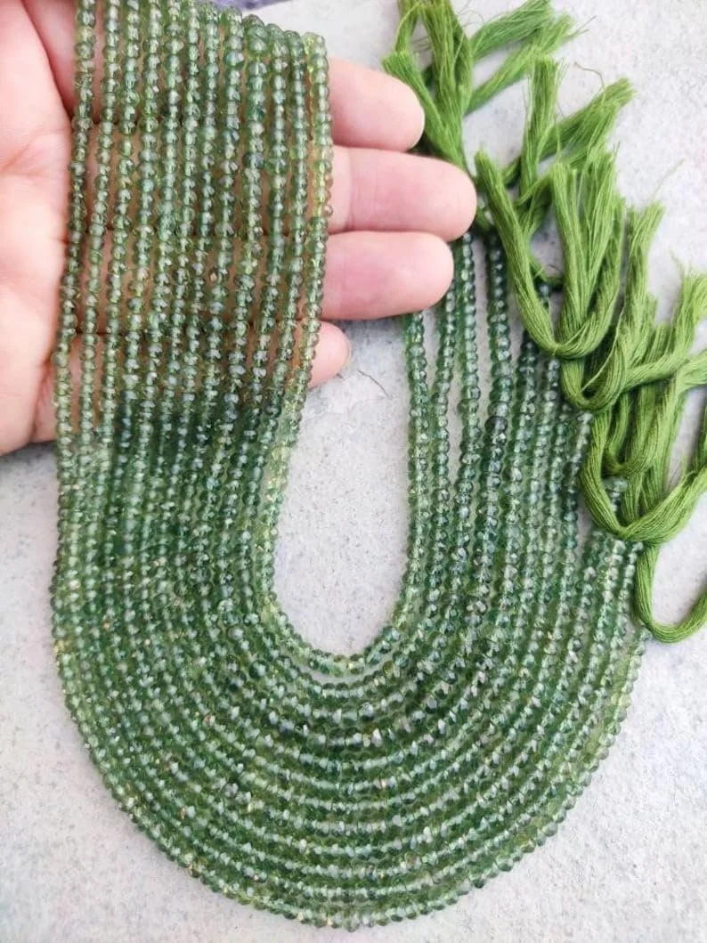 Бусины Апатит круглые граненые 3-3.5 мм, нить длиной 33 см, драгоценные камни для ожерелья, браслета, фото №1