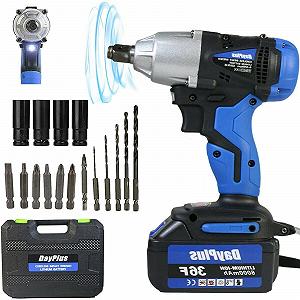 Беспроводная отвертка Battery Hammer Drill 21 Вольт 420 Нм Макс. крутящий момент с 6.0 А/ч батарея, дрель-шуруповерт, ударный гайковерт с аккумулятором, набор сверл и быстрым зарядным устройством, безшнуровая ударная дрель, 4 x ударные головки - Фото 1