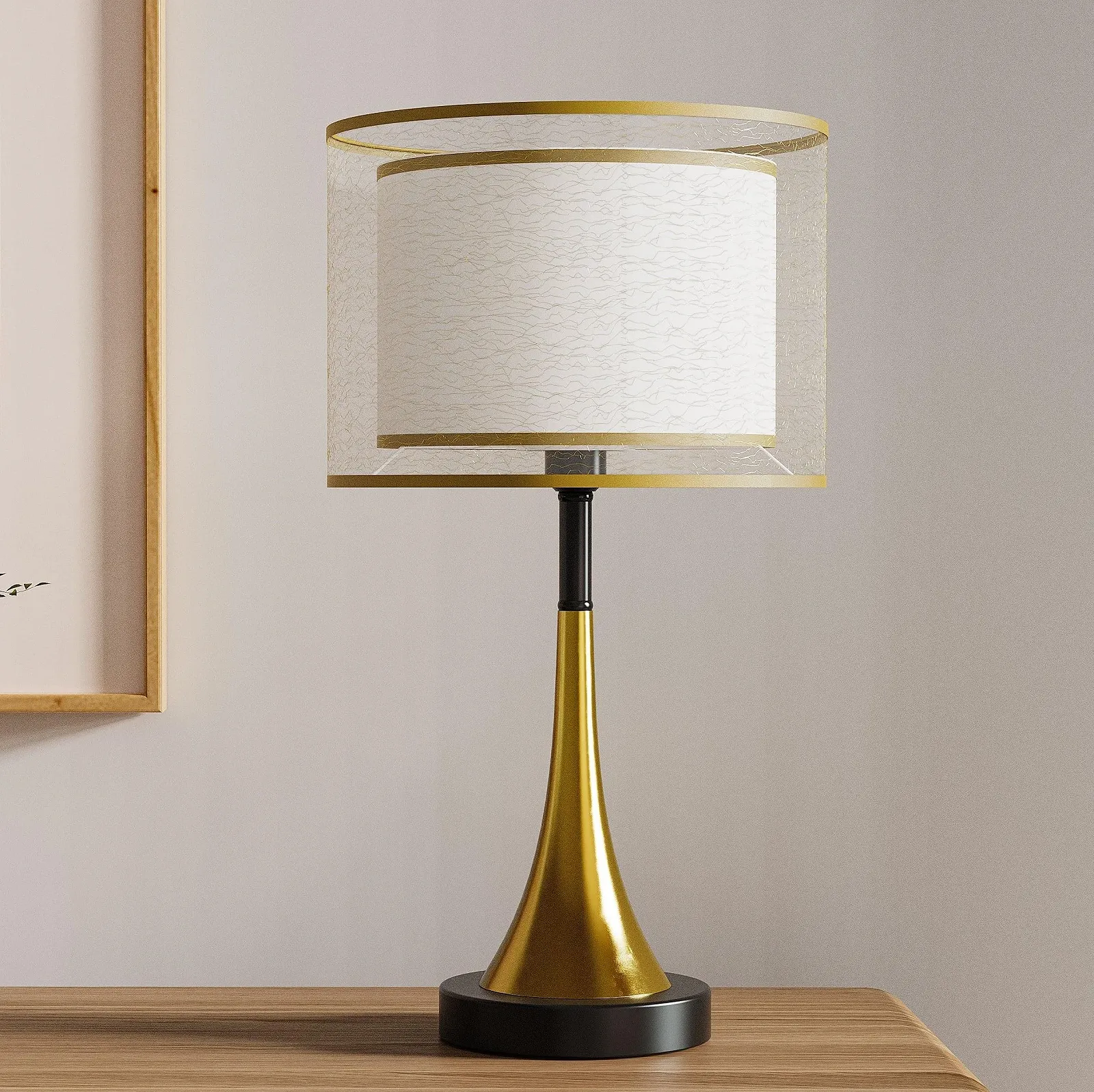 Настільна лампа LED PC Lampshade Gold Luxury Dimmable Золотиста, фото №1