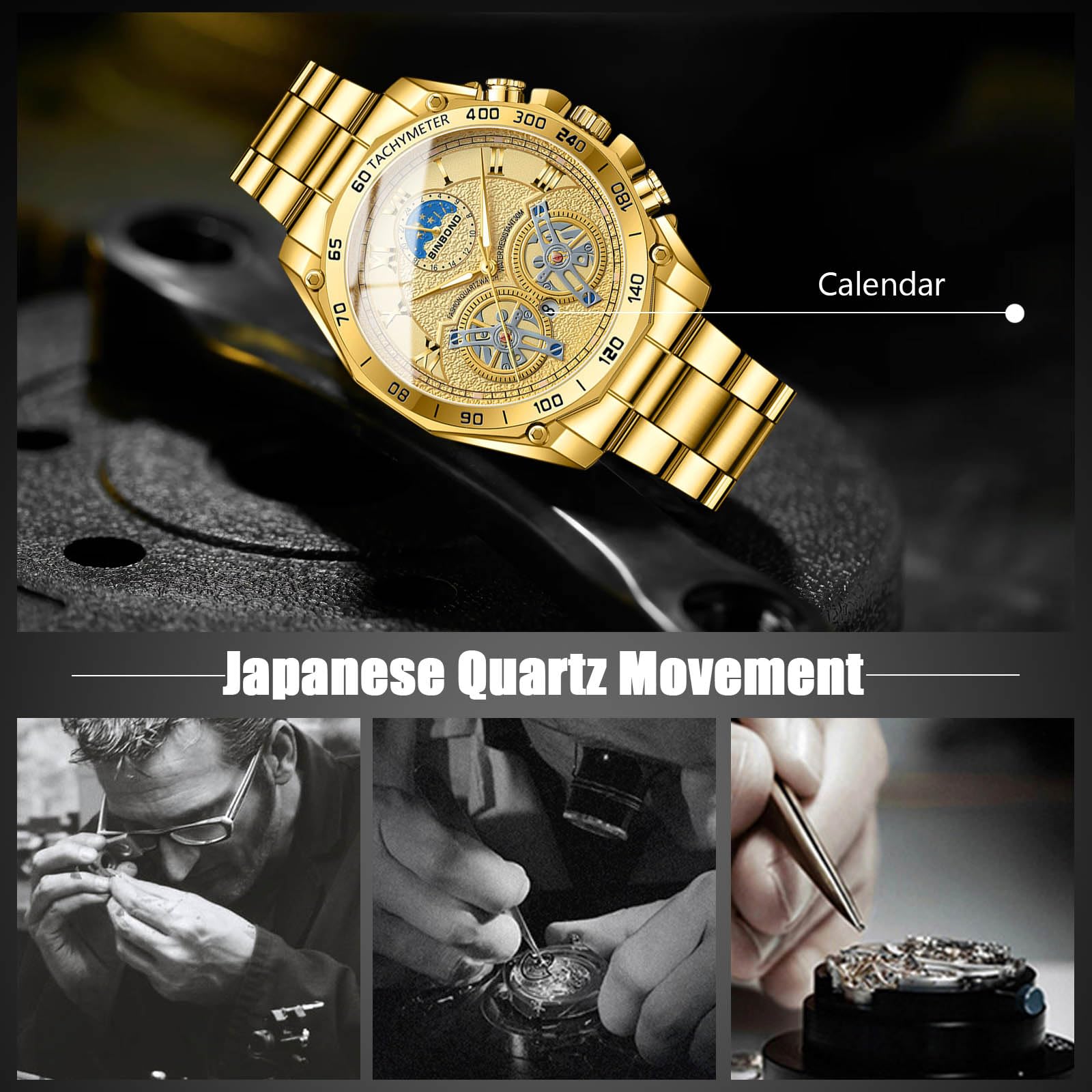 Часы rorios Quartz Наручные Мужские Нержавеющая сталь Аналоговые Люминесцентные Дата Календарь, фото №3