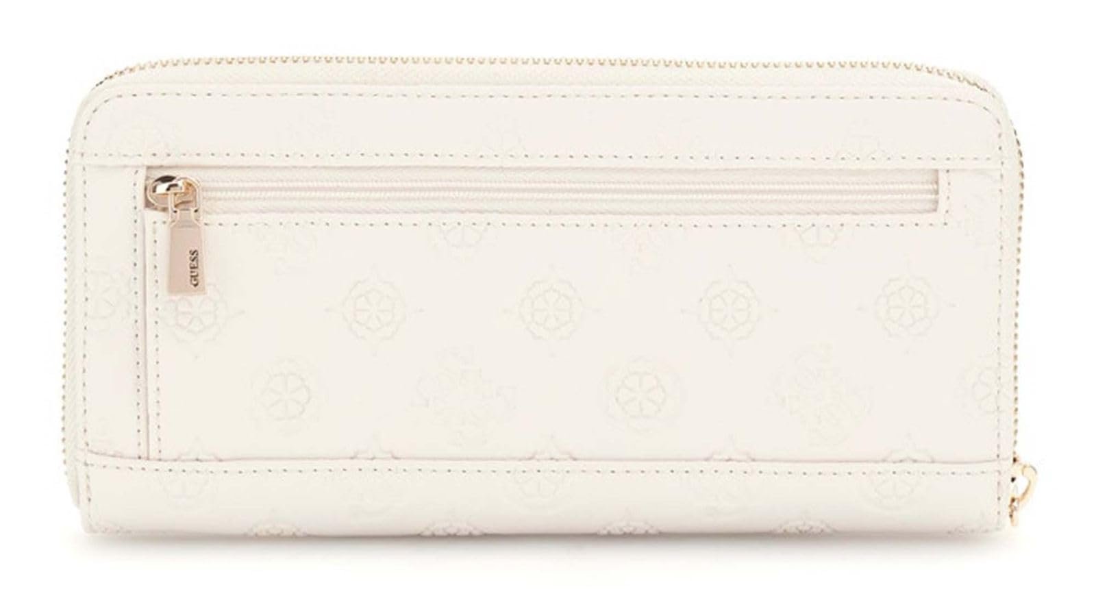 Кошелек GUESS Zarela SLG Большой на молнии вокруг L Cream White Logo, белый логотип, фото №3