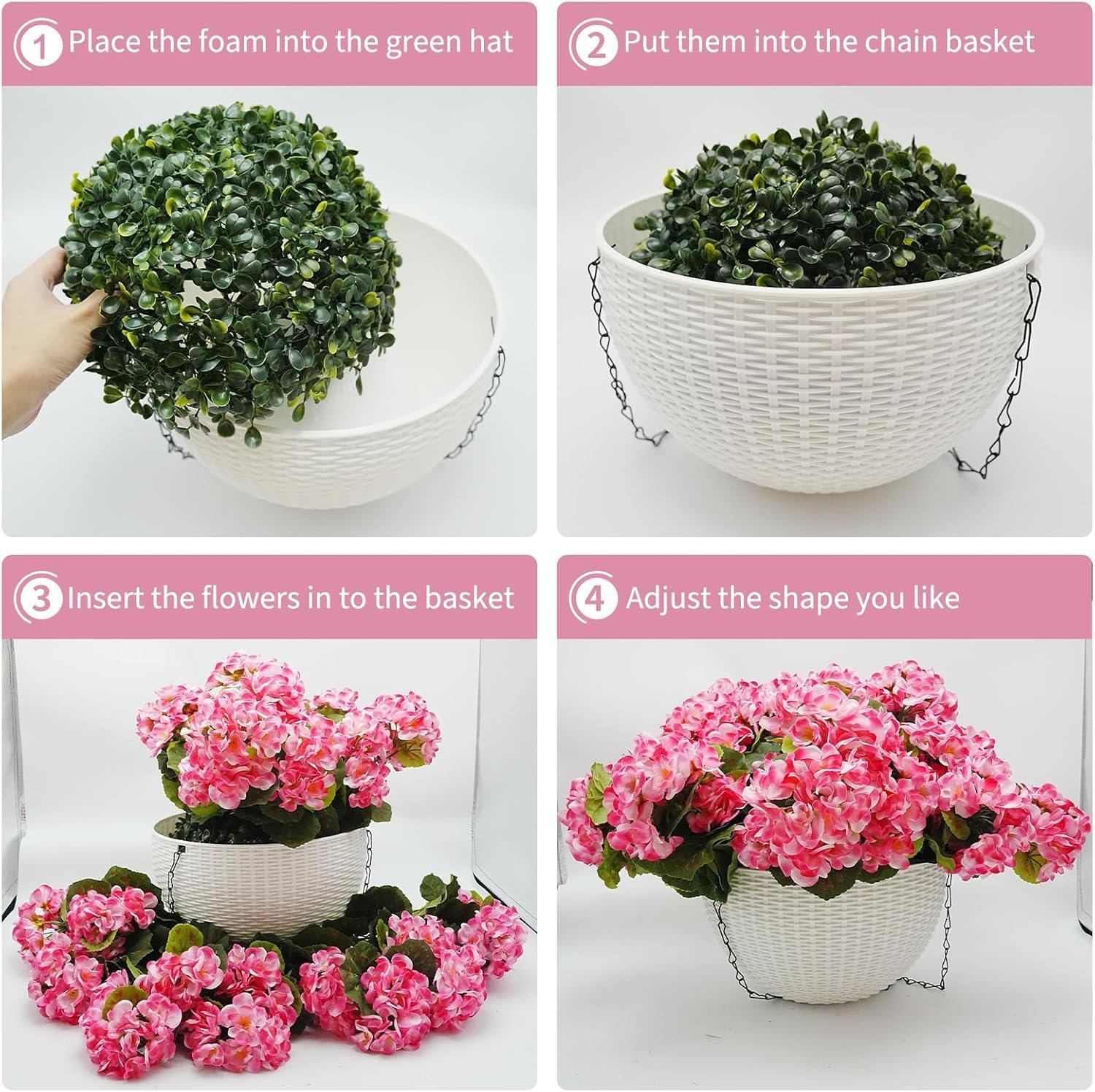 Штучні квіти герані в білому кошику 52 см Підвісне кашпо 12 квіток Декоративний набір для дому та саду Рожевий/Фіолетовий Hydra, фото №6 Штучні квіти герані в білому кошику 52 см Підвісне кашпо 12 квіток Декоративний набір для дому та саду Рожевий/Фіолетовий Hydra, фото №6