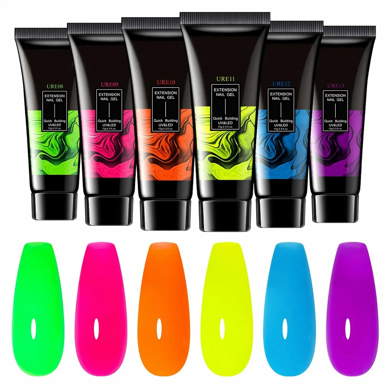 Гель-лак Mihauuke Набор 6 цветов с гелем для наращивания и блестками для маникюра, фото №7 Гель-лак Mihauuke Набор 6 цветов с гелем для наращивания и блестками для маникюра, фото №7