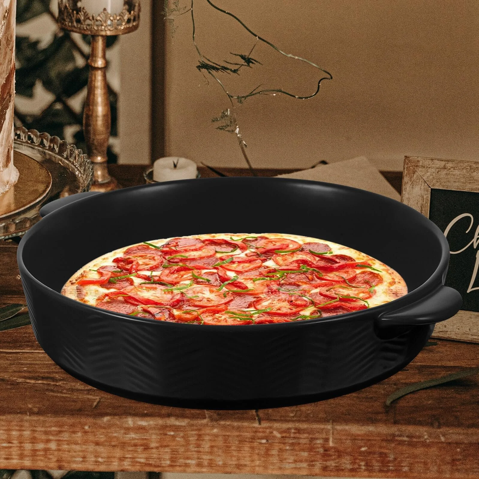 Керамічна форма для запікання з двома ручками термостійка для духовки та мікрохвильової печі, фото №7