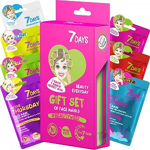 Маска для лица 7Days Набор подарочный для ухода за кожей - Набор листовых масок Увлажняющая Питательная Освежающая Маска для лица Подарочный набор красоты для женщин synthetic.ua - Фото 1
