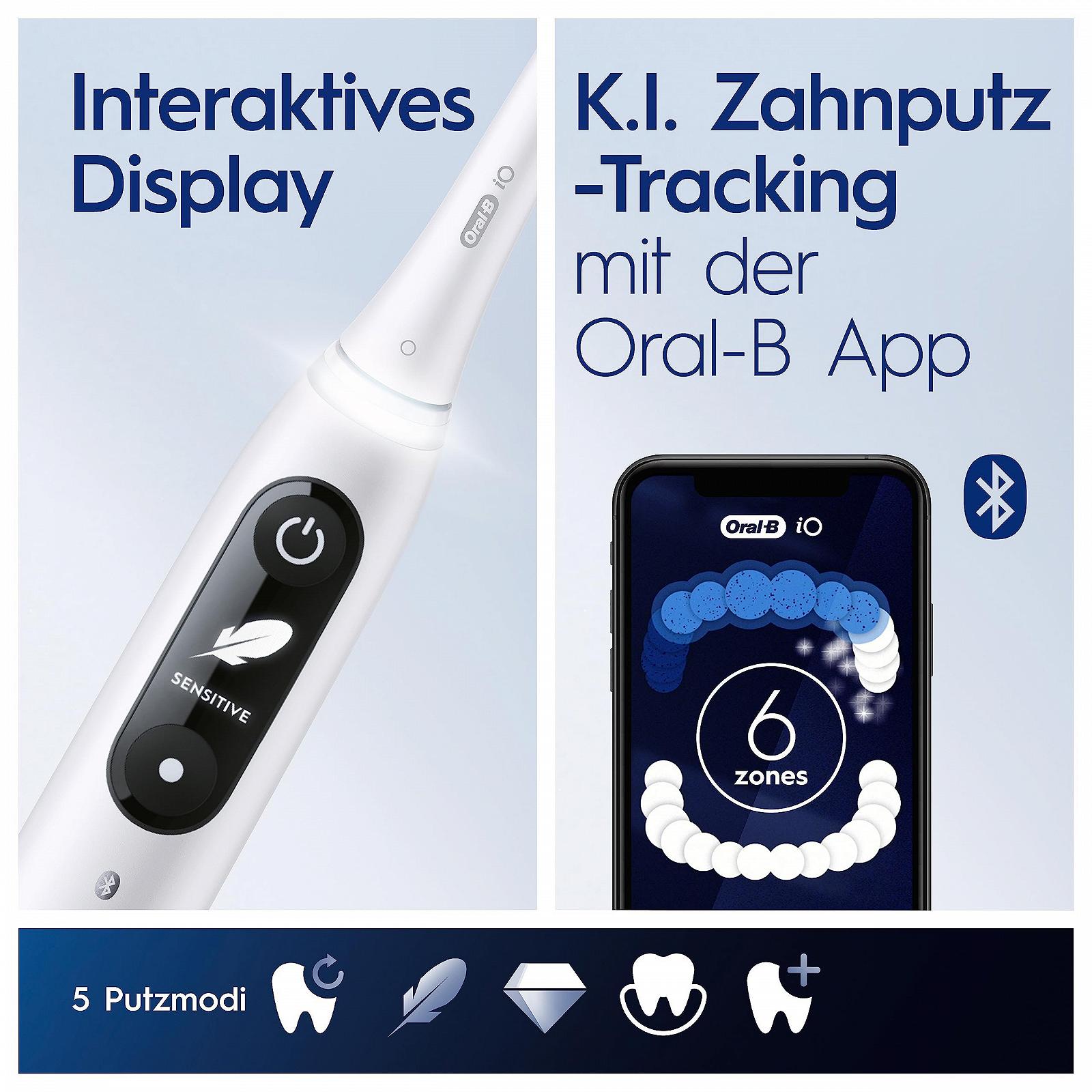Ирригатор Oral-B Oral Health Center с технологией Oxyjet для чистки зубов, 2 сменные насадки и электрическая зубная щетка iO Series 6, 2 сменные щетки, 5 режимов для ухода за зубами, белый, фото №7