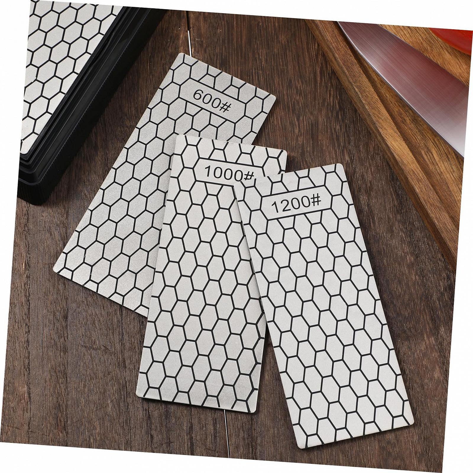 Набор алмазных точильных камней 3 шт. с противоскользящим основанием для кухонных ножей, фото №6