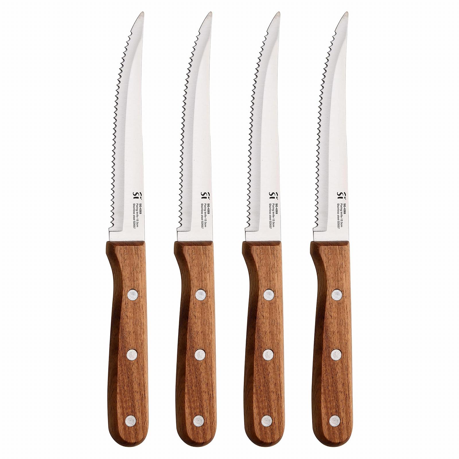 Набор ножей для мяса San Ignacio Compact, 4 шт, нержавеющая сталь, лезвие 12.5 см, дерево акации, матовое лезвие, фото №1