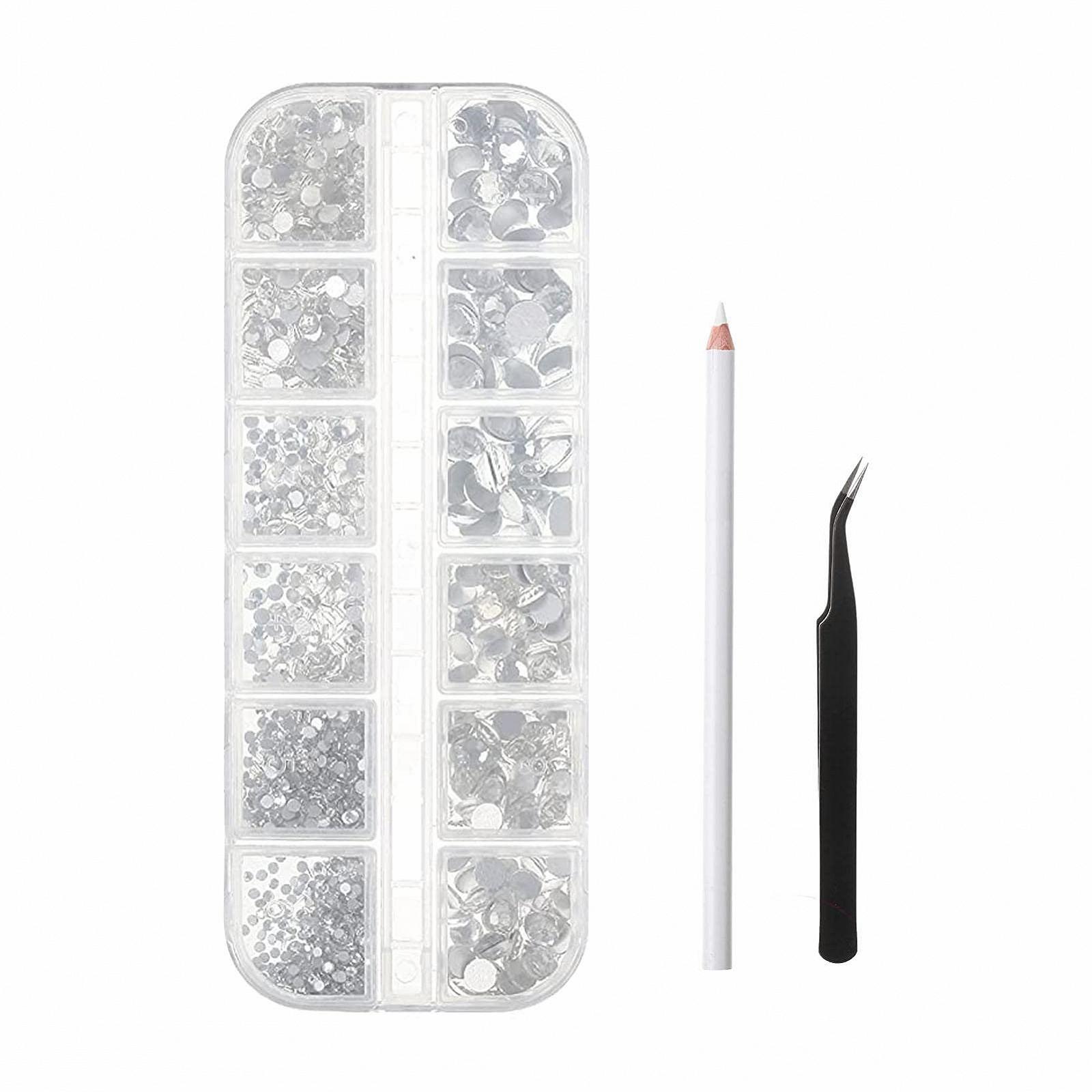 Стразы для ногтей 6 размеров, прозрачные кристаллы для рукоделия, лица, ногтей, одежды, обуви, сумки с пинцетом, фото №7