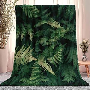 Покривало Flanell 150 x 200 см, Натуральні Папороть Листя, з принтом, М'яка - Фото 1