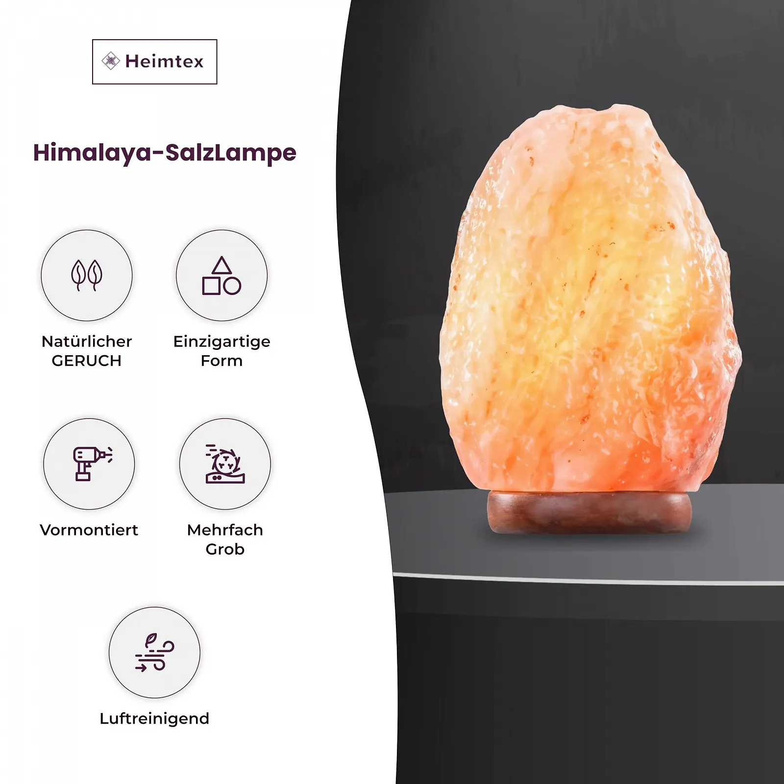 Настільна лампа соляна USB LED Pakistan Salt Series зі зміною кольору натуральна форма, фото №3