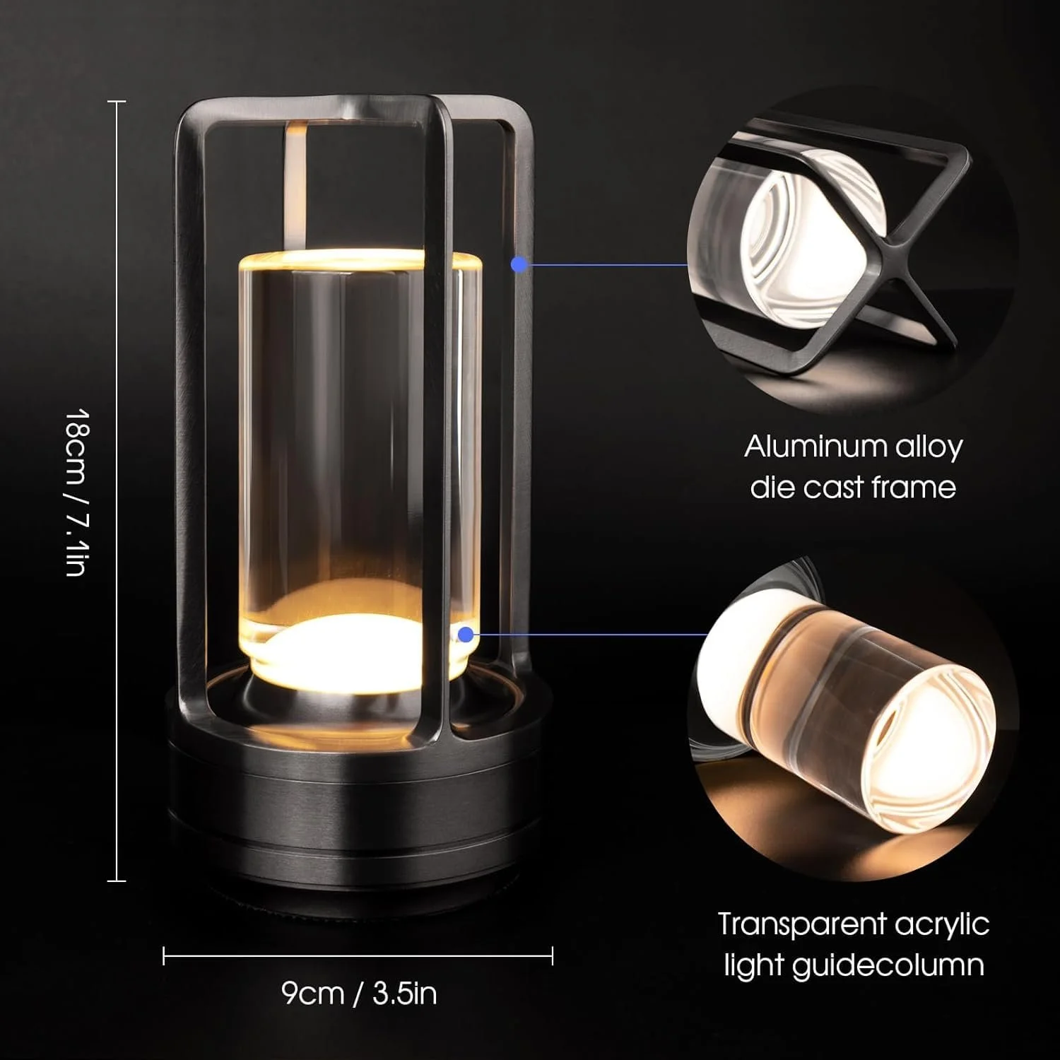 Настільна лампа LED Crystal Lantern Wireless Dimmable Touch USB-C, фото №5