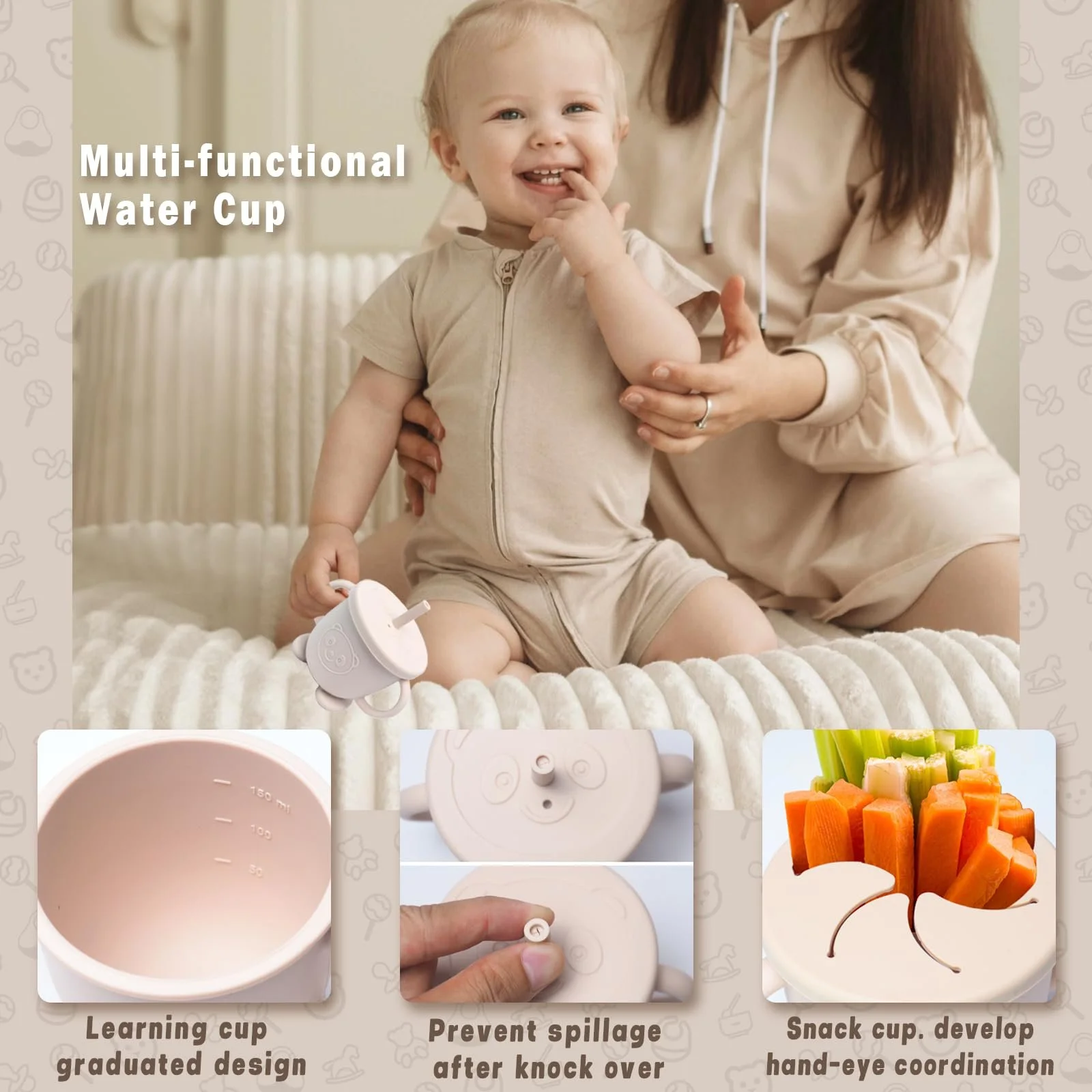 Набор детской посуды Dazhtu, 11 предметов, силикон, бежевый, фото №5 Набор детской посуды Dazhtu, 11 предметов, силикон, бежевый, фото №5