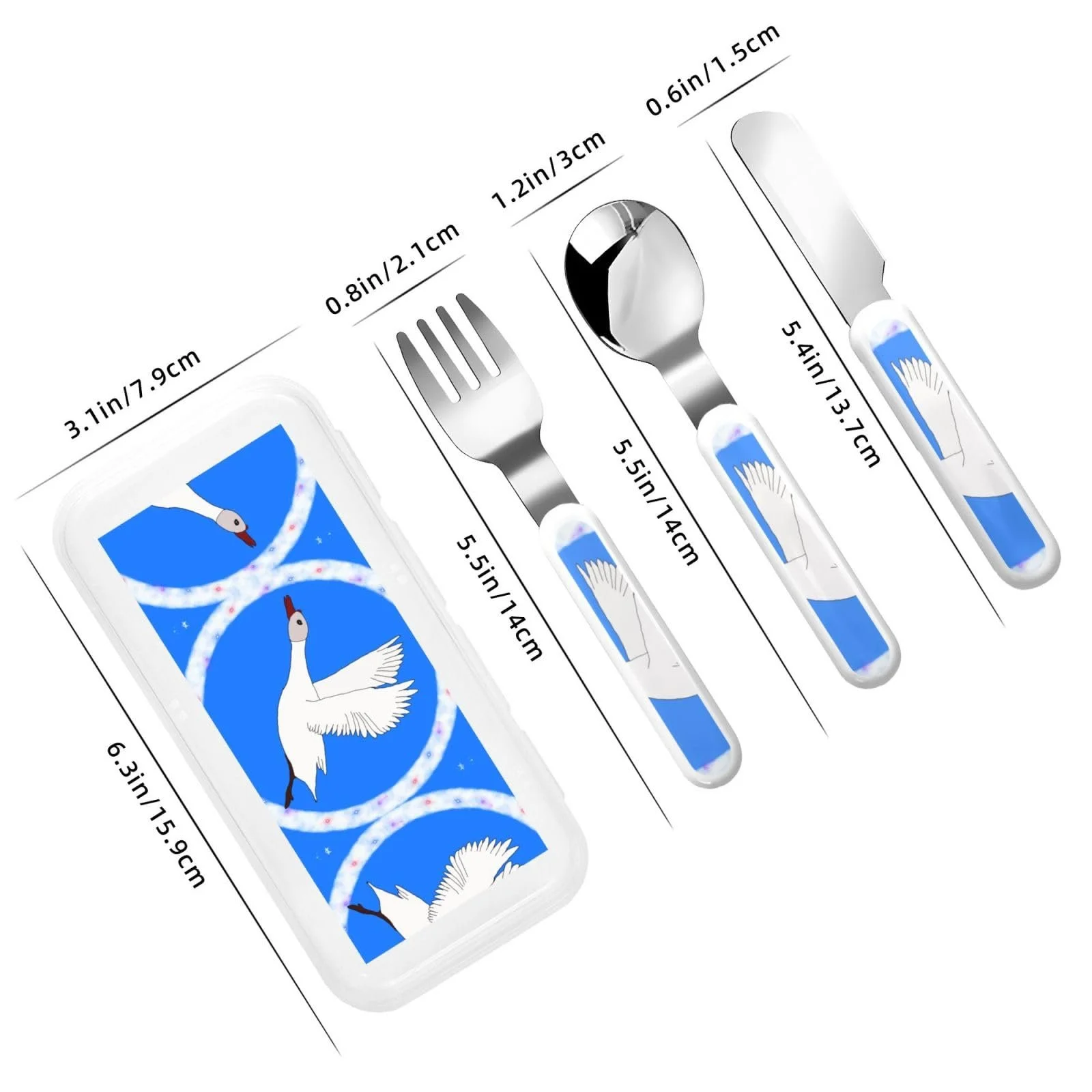 Дитячий набір столових приборів Гусак білий літаючий, фото №3 Дитячий набір столових приборів Гусак білий літаючий, фото №3