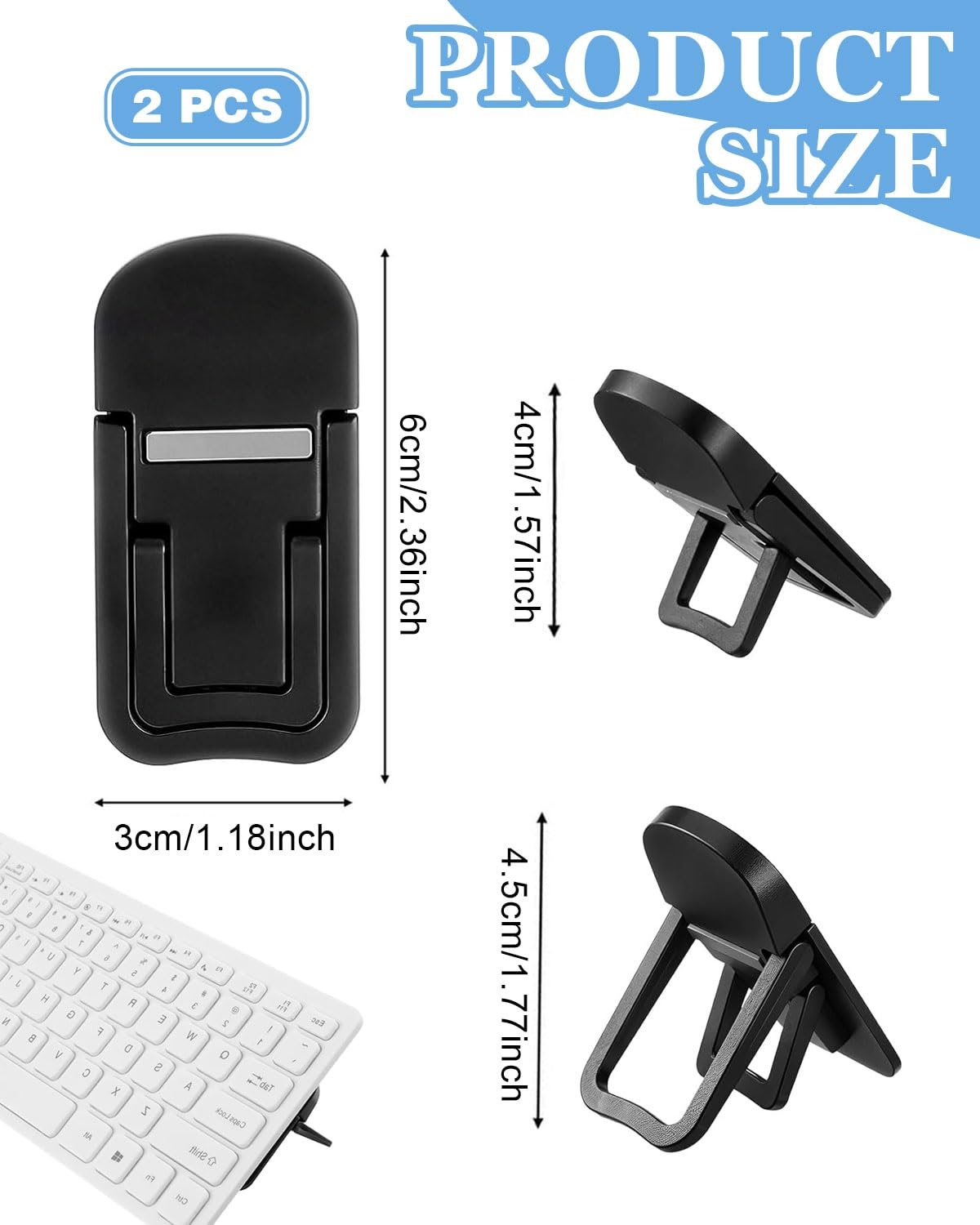 Подставка для ноутбука (4 шт. в упаковке) Invisible, складная, с 2 регулируемыми углами, портативная мини-подставка для клавиатуры, самоклеящаяся, для дома, офиса и путешествий, фото №2