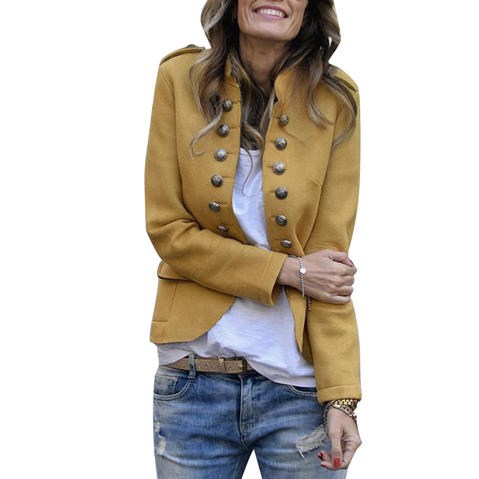 Зимове пальто для жінок з коміром-стійкою приталене, фото №4