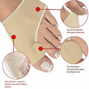 Коректор великого пальця стопи Tyenaza з дихаючого матеріалу з нековзними силіконовими смужками для полегшення болю в стопі та захисний рукав для шкіри для чоловіків і жінок synthetic.ua - Фото 1