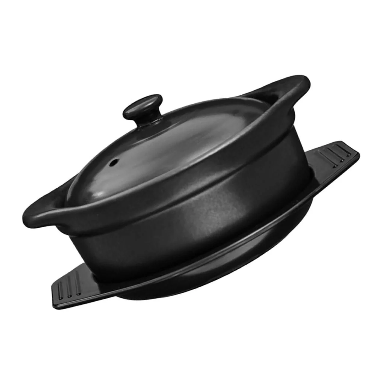 Керамическая кастрюля для тушения Toyvian с крышкой и силиконовой подставкой антипригарная термостойкая, фото №1