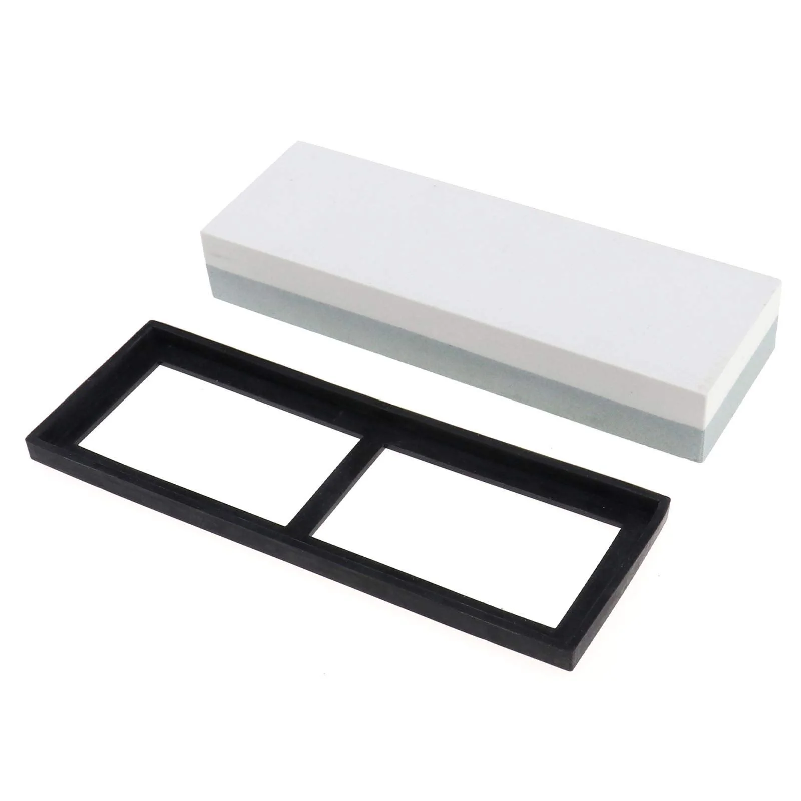 Точильный камень водный 1000/4000 грит белый корунд с нескользящей подставкой, фото №6