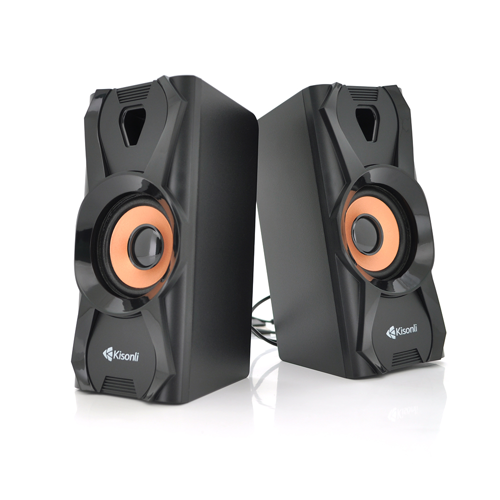 Колонки 2.0 Kisonli U-9003, для ПК і ноутбука USB 3.5mm, 2x3W 20Hz 20KHz Black BOX Q40, фото №1