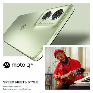 Смартфон Motorola Moto g24 6.56" HD+ 50 Мп 8/128 ГБ 5000 мАг Android 14 Ice Green. В комплекті захисний чохол та тримач. synthetic.ua - Фото 1