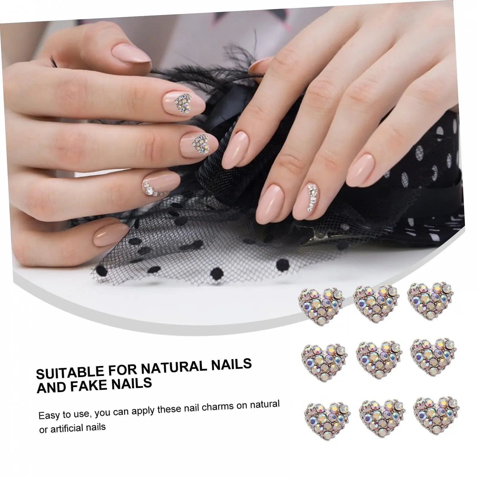 Стразы для ногтей Mikinona Сердцевидные 20 шт. украшения для ногтей DIY маникюр, аксессуар для вечеринок, фото №6